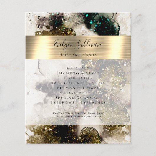 Olijfsmaragdgroene waterverf flyer (Voorkant)