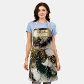 Olijfsmaragdgroene waterverf schort (Gedragen)