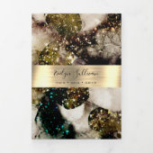 Olijfsmaragdgroene waterverf trifold brochure drieluik kaart (Cover)