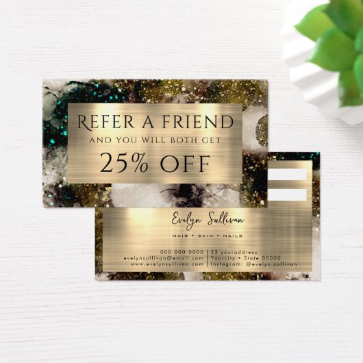 Olijfsmaragdgroene waterverf verwijzingskaart visitekaartje (Bureau)