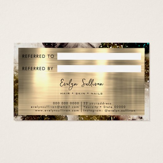 Olijfsmaragdgroene waterverf verwijzingskaart visitekaartje (Achterkant)