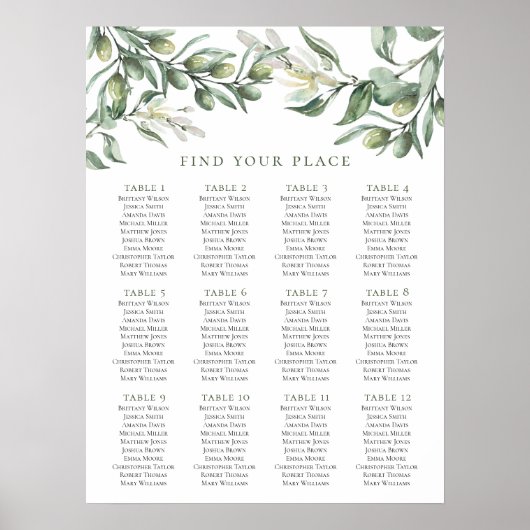 Olijfspreidingskaart. Groene afdruk. Italiaanse br Poster (Voorkant)