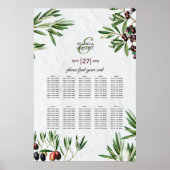 Olijfspreien Grieks eiland Wedding Seating Chart Poster (Voorkant)