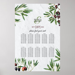 Olijfspreien Grieks eiland Wedding Seating Chart Poster