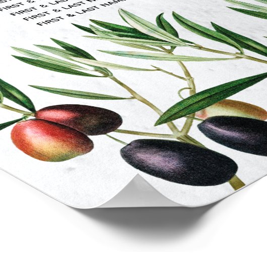 Olijfspreien Grieks eiland Wedding Seating Chart Poster (Hoek)