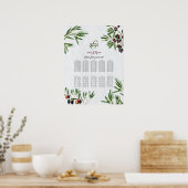 Olijfspreien Grieks eiland Wedding Seating Chart Poster (Keuken)
