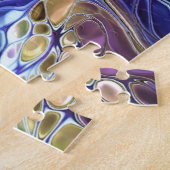 Olijfspreuk paarse blauwe goudblaasjes abstract legpuzzel (Zijkant)