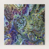 Olijfspreuk paarse blauwe goudblaasjes abstract legpuzzel (Horizontaal)