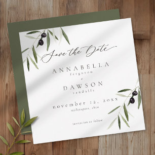 Olijftak Aquarel Elegante Minimalistische Trouw Save The Date