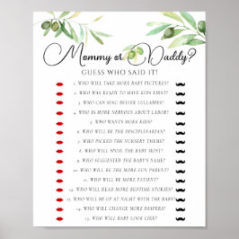 Olijftak Baby shower Mama of Daddy Game Poster