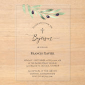 olijftak Baptisme Acryl Uitnodigingen (Voorkant)