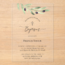 olijftak Baptisme Acryl Uitnodigingen