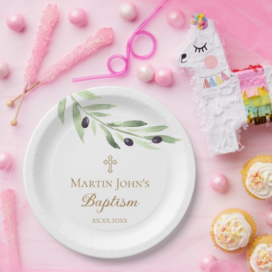 olijftak Baptisme Papieren Bordje (Feest)