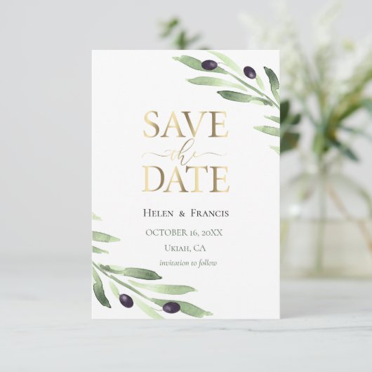 olijftak | behalve de datum van de uitnodiging (Staand voorkant)