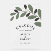 Olijftak bevroren bruiloft welkomstbord acryl bord (Voorkant)