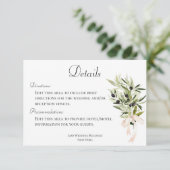 Olijftak Boeketten Bruiloft Details Informatiekaartje (Staand voorkant)