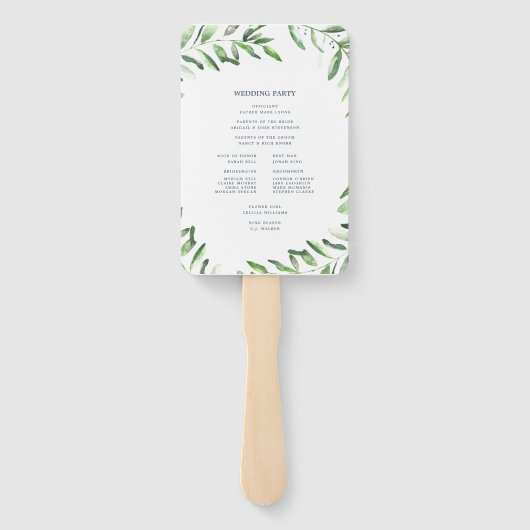 Olijftak Boho Garden Huwelijksprogramma Fan Handwaaier (Achterkant)