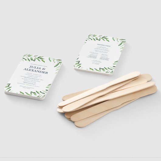 Olijftak Boho Garden Huwelijksprogramma Fan Handwaaier (Niet-gemonteerd)