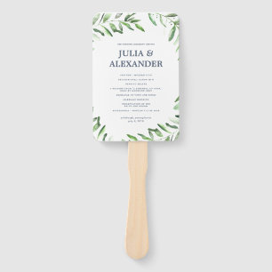 Olijftak Boho Garden Huwelijksprogramma Fan Handwaaier