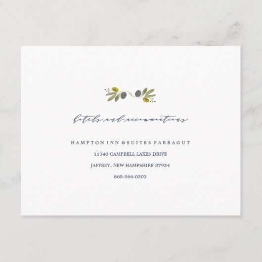 Olijftak Boho Tuin Hotelkaart Informatiekaartje (Voorkant)