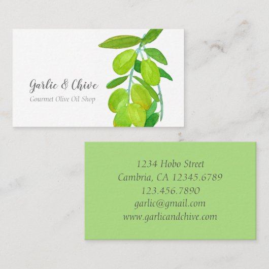Olijftak botanische boom groen visitekaartje (Voorkant / Achterkant)