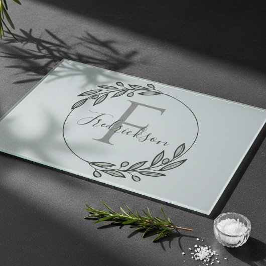 Olijftak Botanische Housewarming Monogram Snijplank