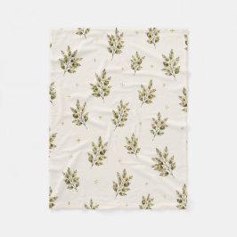 Olijftak botanische werpdeken fleece deken