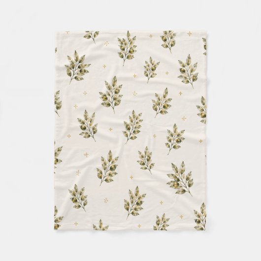 Olijftak botanische werpdeken fleece deken (Voorkant)