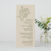Olijftak Branch, Rustieke & Minimalistische Trouwf Menu (Staand voorkant)