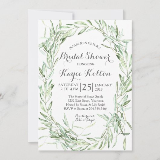 olijftak Bridal Shower Invitation Kaart (Voorkant)