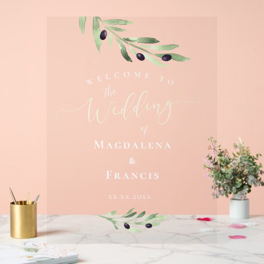 Olijftak bruiloft welkom acryl bord (Huwelijk)