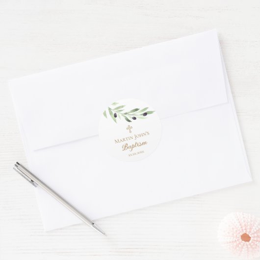 Olijftak Doop Klassieke Ronde Ronde Sticker (Envelop)