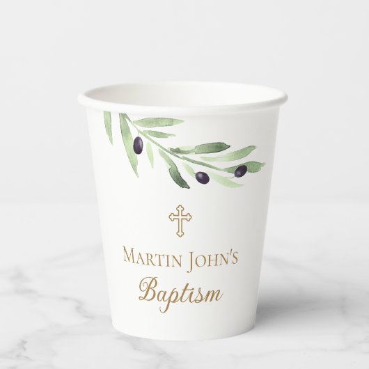 olijftak Doop Papieren Bekers (Voorkant)