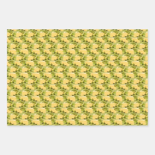 Olijftak en gele kaas patroon inpakpapier vel (Voorkant 2)