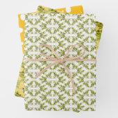 Olijftak en gele kaas patroon inpakpapier vel (In situ)