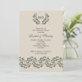 Olijftak garland bruiloft repetitie diner kaart (Staand voorkant)