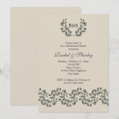 Olijftak garland bruiloft repetitie diner kaart (Voorkant / Achterkant)