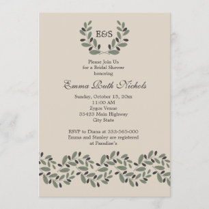 Olijftak garland bruiloft vrijgezellenfeest kaart