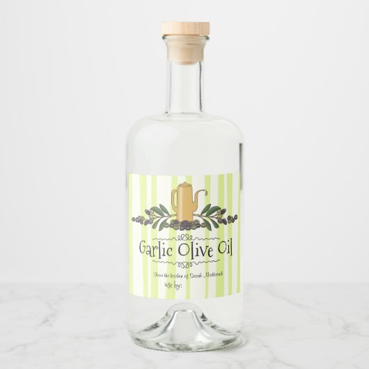 Olijftak gearomatiseerde olijfolie home conserven  likeurfles etiket (Voorkant)