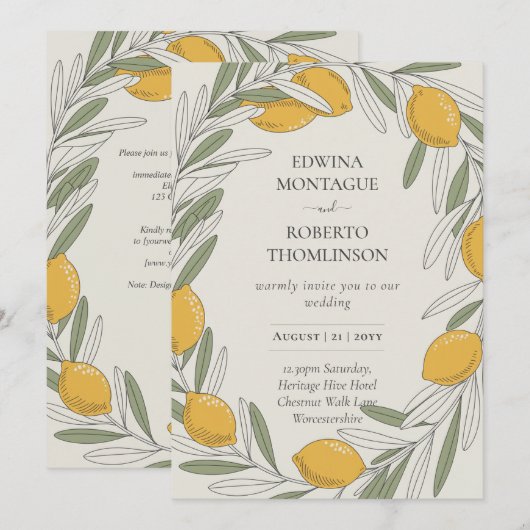 Olijftak Heritage Citroen Mediterrane Huwelijk Kaart (Voorkant / Achterkant)