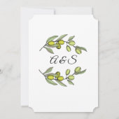 Olijftak. Huwelijksuitnodiging. Kaart (Achterkant)