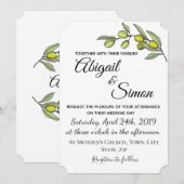 Olijftak. Huwelijksuitnodiging. Kaart (Voorkant / Achterkant)