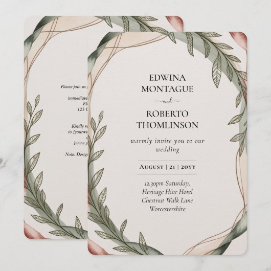 Olijftak Krans Botanische Trouw Kaart (Voorkant / Achterkant)