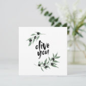 Olijftak krans ik hou van jou | olijf jou kaart (Staand voorkant)