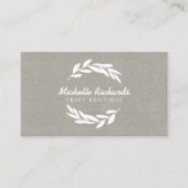 Olijftak krans Logo op linnen Visitekaartje (Voorkant)