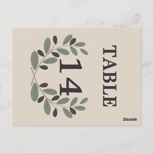 Olijftak krans trouwtafel nummer briefkaart (Achterkant)