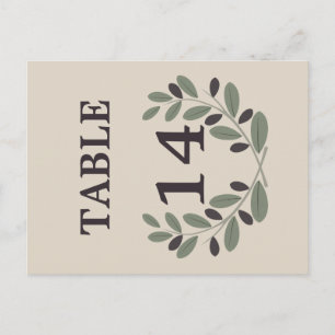 Olijftak krans trouwtafel nummer briefkaart