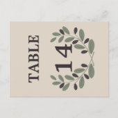 Olijftak krans trouwtafel nummer briefkaart (Voorkant)