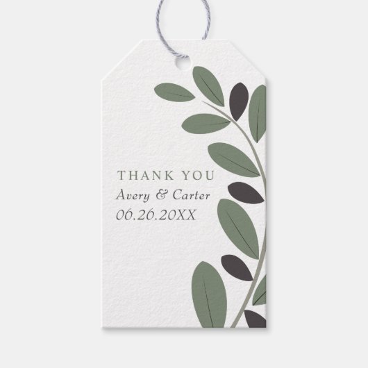 Olijftak Mediterraan Dank u bruiloft Cadeaulabel (Voorkant)