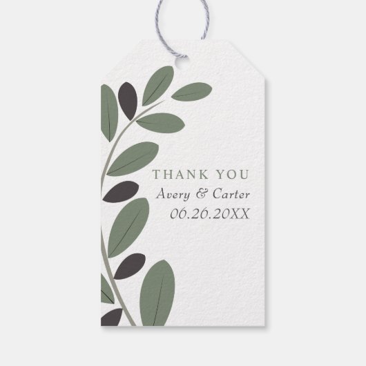 Olijftak Mediterraan Dank u bruiloft Cadeaulabel (Achterkant)